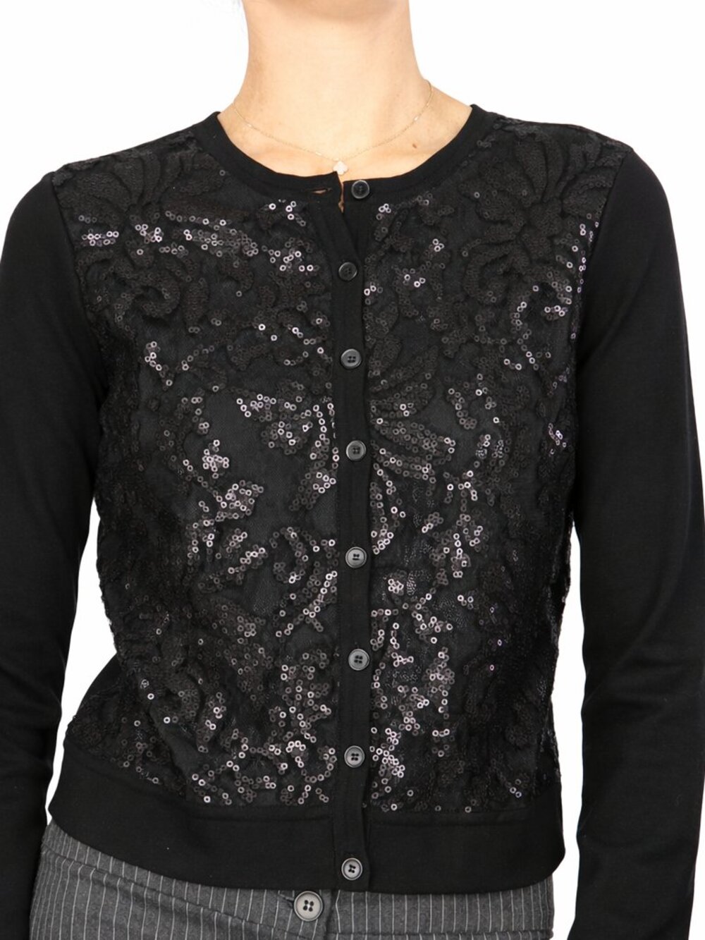 Diane von Furstenberg DVF Black Lace Sequin Silk Cardigan XS